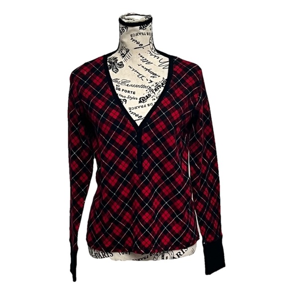 Victoria's Secret Thermal Short Pajamas in Red Black Plaid M goth grunge academi - Picture 1 of 9